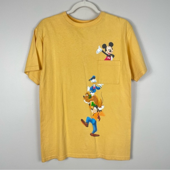 Disney Mickey Mouse Shirt Womens Medium Pocket Donarld Duck Goofy Pluto Top - Picture 1 of 7